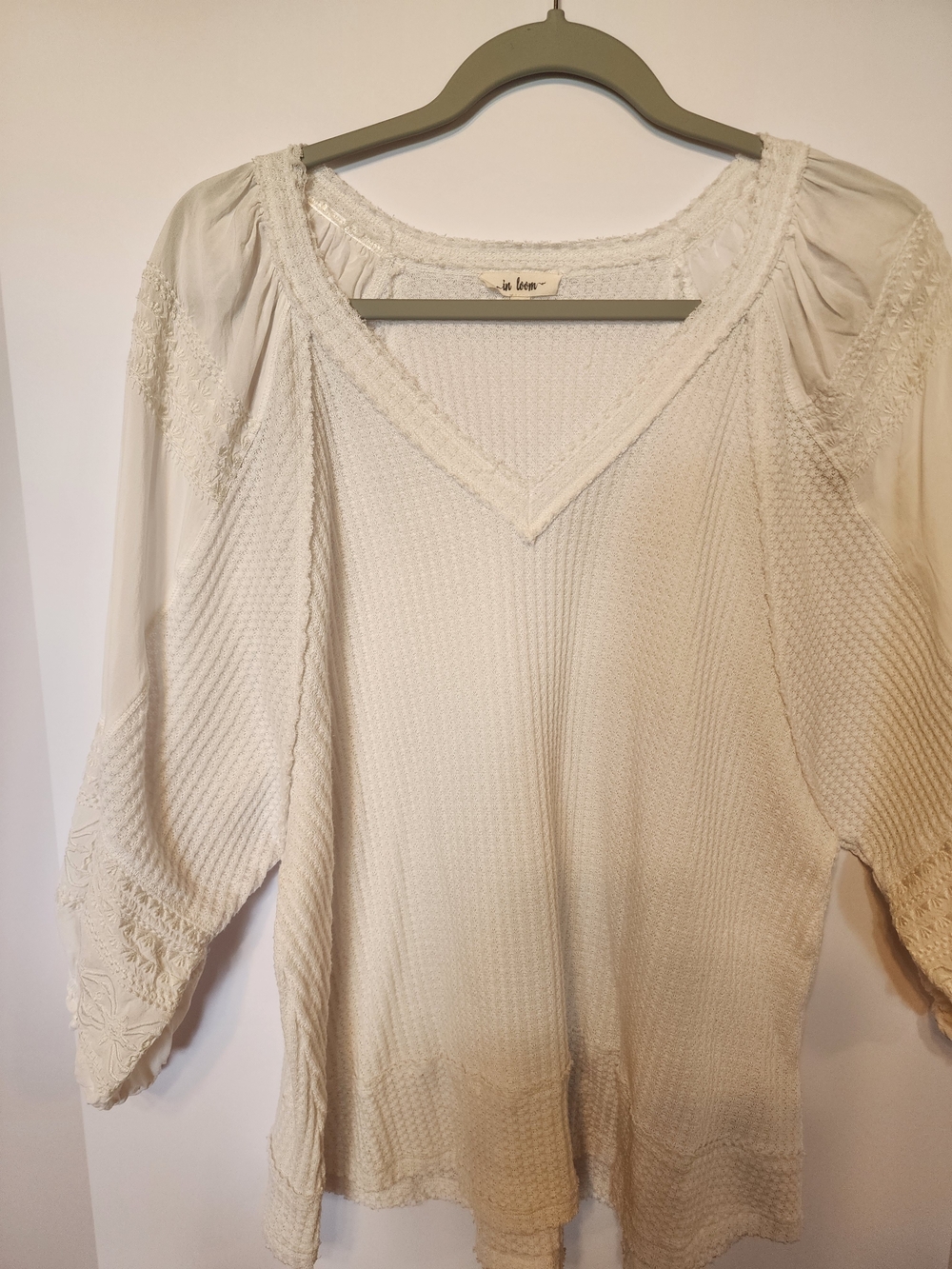 In Bloom Cream Waffle Knit Pullover